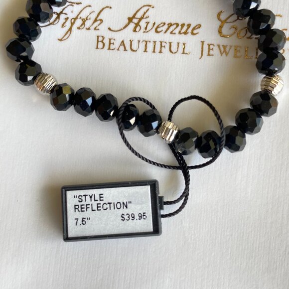 FAC NWT Black Crystal Beaded Bolo Slider Bracelet - Picture 4 of 5